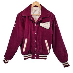 VTG 1986 Varsity Cheer Leader Jacket S Maroon Corduroy Quilted Lining USA